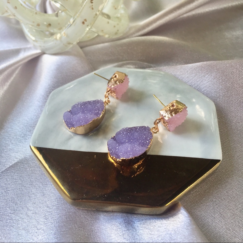 Drop Irregular Gold Stud Multi-Tone Earrings - Picture 6 of 6